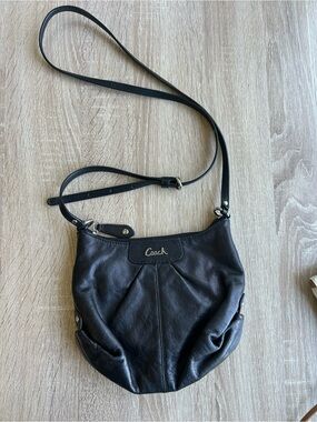 Coach Black Leather Hobo Crossbody Bag